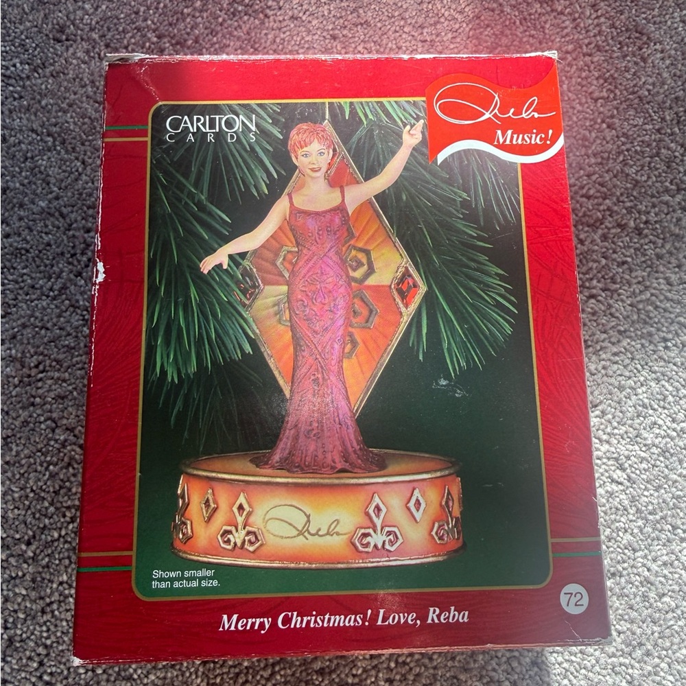 Carlton Cards Red and Green Reba Music Holiday Figurine Box